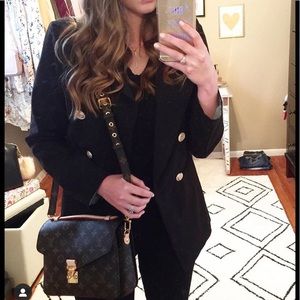 Black blazer with gold buttons